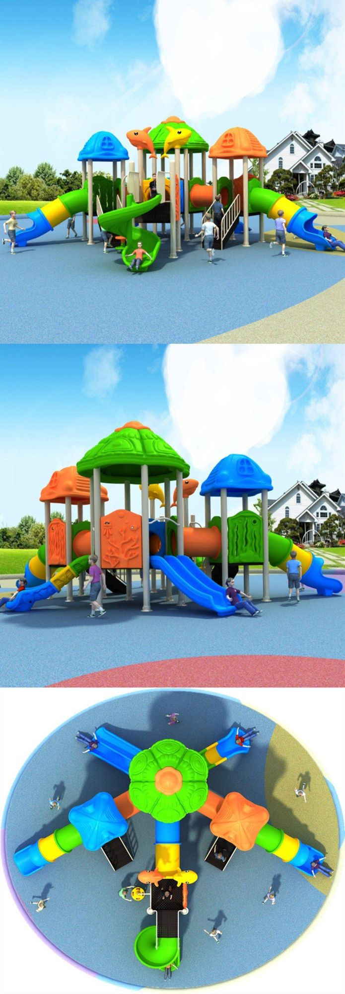 Kindergarten Kids Outdoor Playground Plastic Slide Amusement Park Equipment 491b