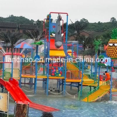 Feature Fiberglass Water House for Water Park with Spiral Slides