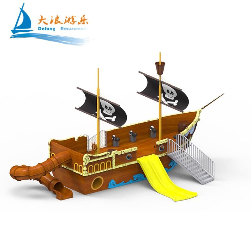 Large Amusement Park Water Park Games Children Slide Pirate Ship Playground Outdoor Corsairs Boat Playground Equipment for Kids