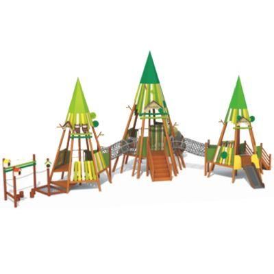 Outdoor Playground Equipment School Park Kids Wooden House Slide QS63