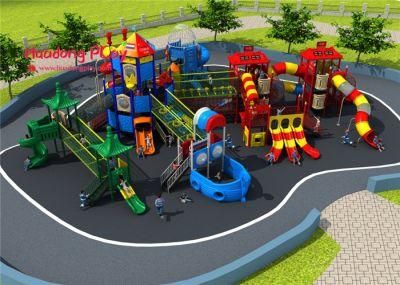 Hot Sell Kid Plastic Slides Outdoor Playground Equipment Big Amusement Park with Castle Theme