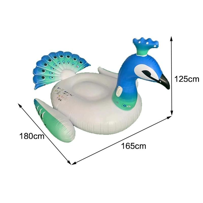 Summer Outdoor Water Play Equipment Toys PVC Inflatable Ride on Peacock Pool Float for Kids and Adult