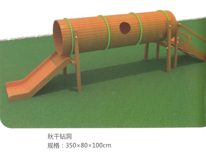 Solid Wood Kids Playground Games Outside Drilling Game Wooden Bridge