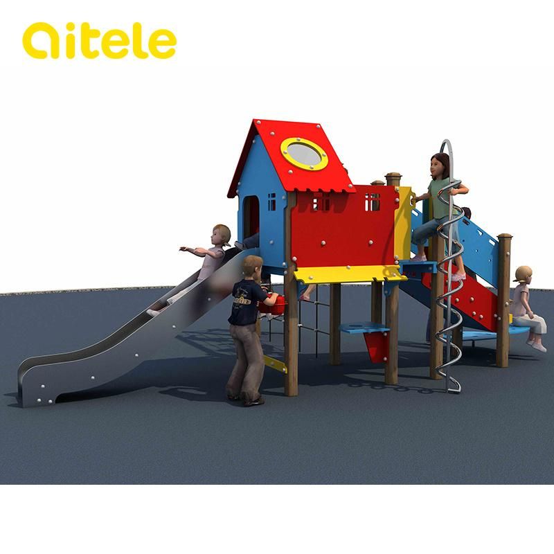 Childern Playground Bule&Red House Climber&Slide (PE-04901)