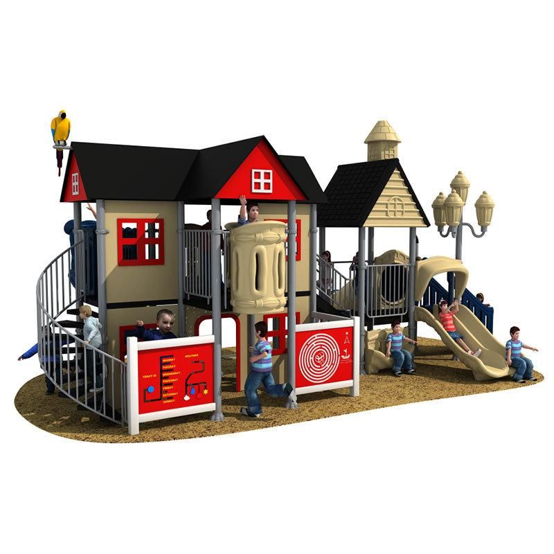 Kids Theme Outdoor Playground Plastic Slides Villa Style Play House