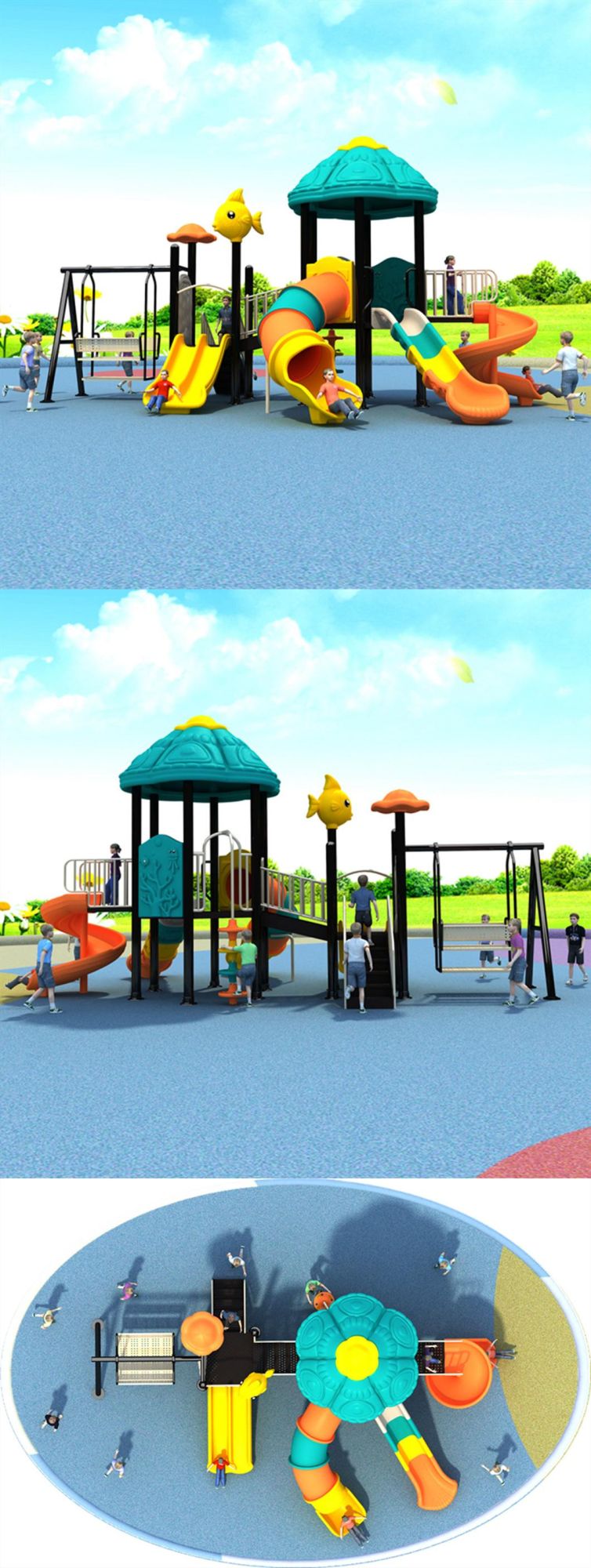 Community Outdoor Playground Slides Kindergarten Children Amusement Park Equipment 488b