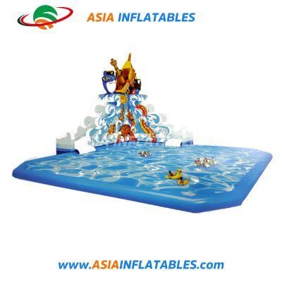 Sea Monster Style Inflatable Ground Water Park with Slide Pool
