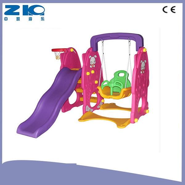China Indoor Playground Kids Plastic Slide and Swing Set