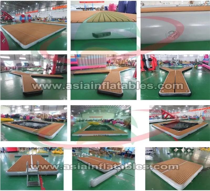 Leisure Teak Inflatable Floating Mat Inflatable Drop Stitch Dock with Ladder