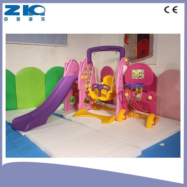 Outdoor Playground Plastic Slide with Swing and Basketry