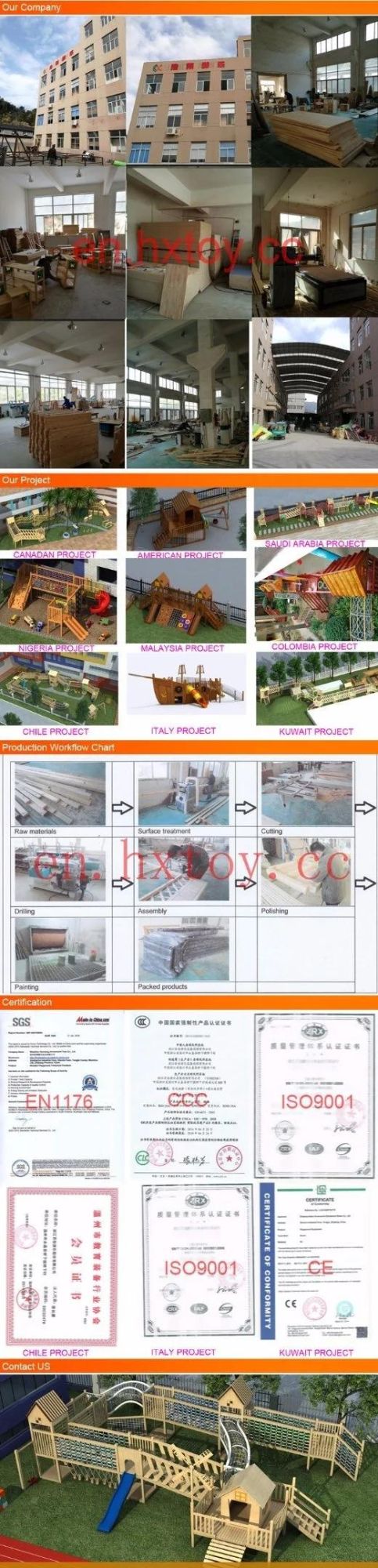 Attractive Design Outdoor Wooden Playground Equipment in Amusement Park
