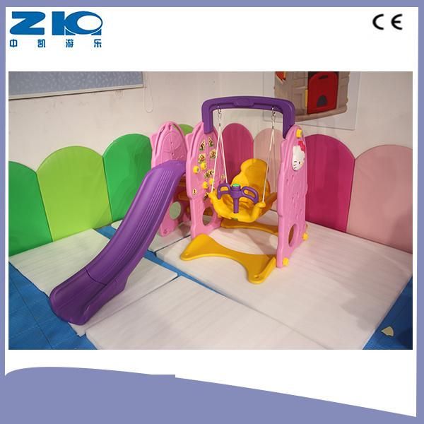 Outdoor Playground Plastic Slide with Swing and Basketry