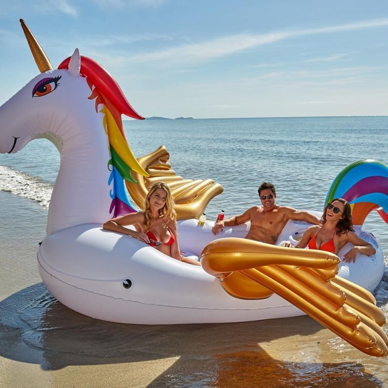 Summer Water Play Equipment PVC Unicorn Pool Float 6 Person Inflatable Boats for Sale