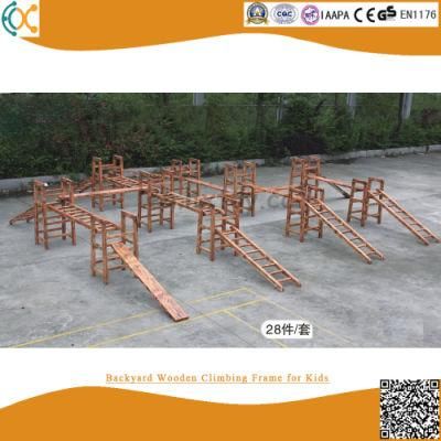 Outside Wood Jungle Gym Backyard Wooden Climbing Frame for Kids