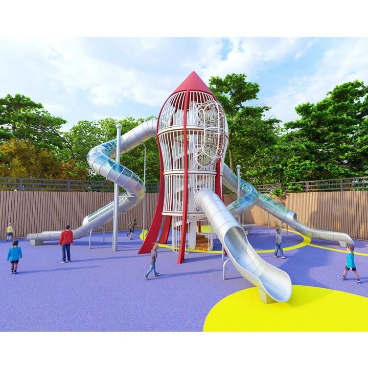 Plane Design Playground Outdoor Stainless Steel Tunnel Slide