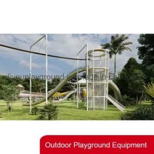 Kids Playground Equipment Outdoor Climbing Frame with Stainless Steel Slides