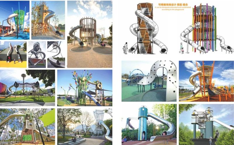 Outdoor Park Scenic Children′s Playground Equipment Stainless Steel Slide 23G