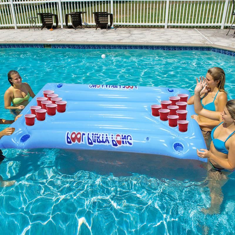 Inflatable Swimming Pool Party Beer Pong Table Cup Pool Float with Holes