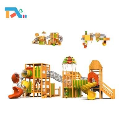 Wooden Cabin Shaped Slide Children Outdoor Amusement Playground Equipment