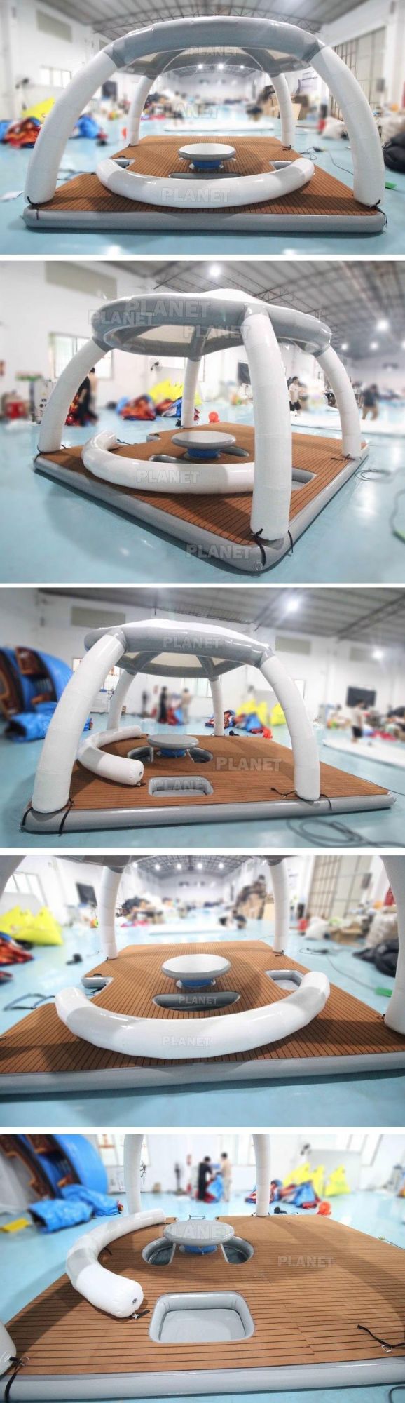 Summer Water Entertainment Inflatable Water Leisure Platform Dock Inflatable Floating Island with Tent