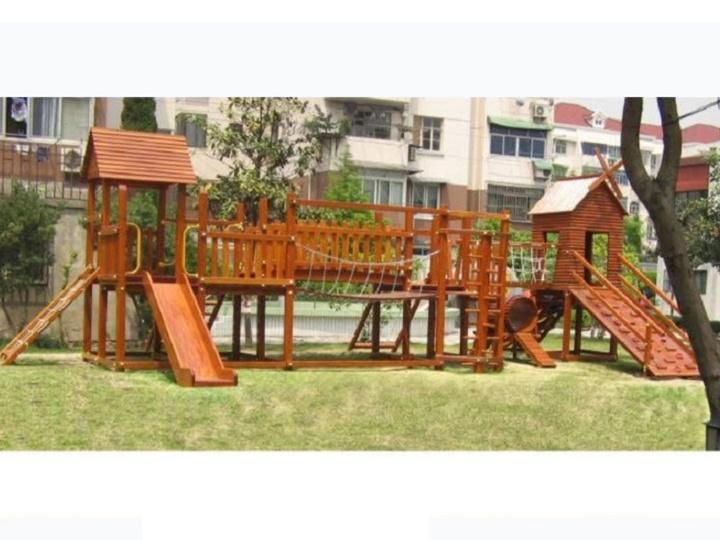 Children Outside Wood Slide Wooden Outdoor Playground Equipment for Kids