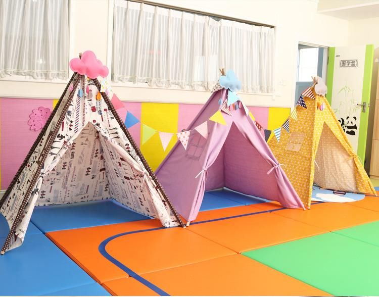 100% Cotton Canvas Indoor Family Play Kids Teepee Folding Tent