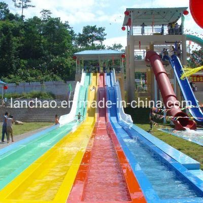 Fiberglass Water Park Equipment 4-Lane Rainbow Racing Slide Height 8m
