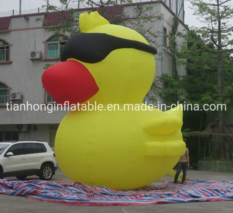 6m Giant Cute Outdoor Advertising Inflatable Yellow Duck with Glasses