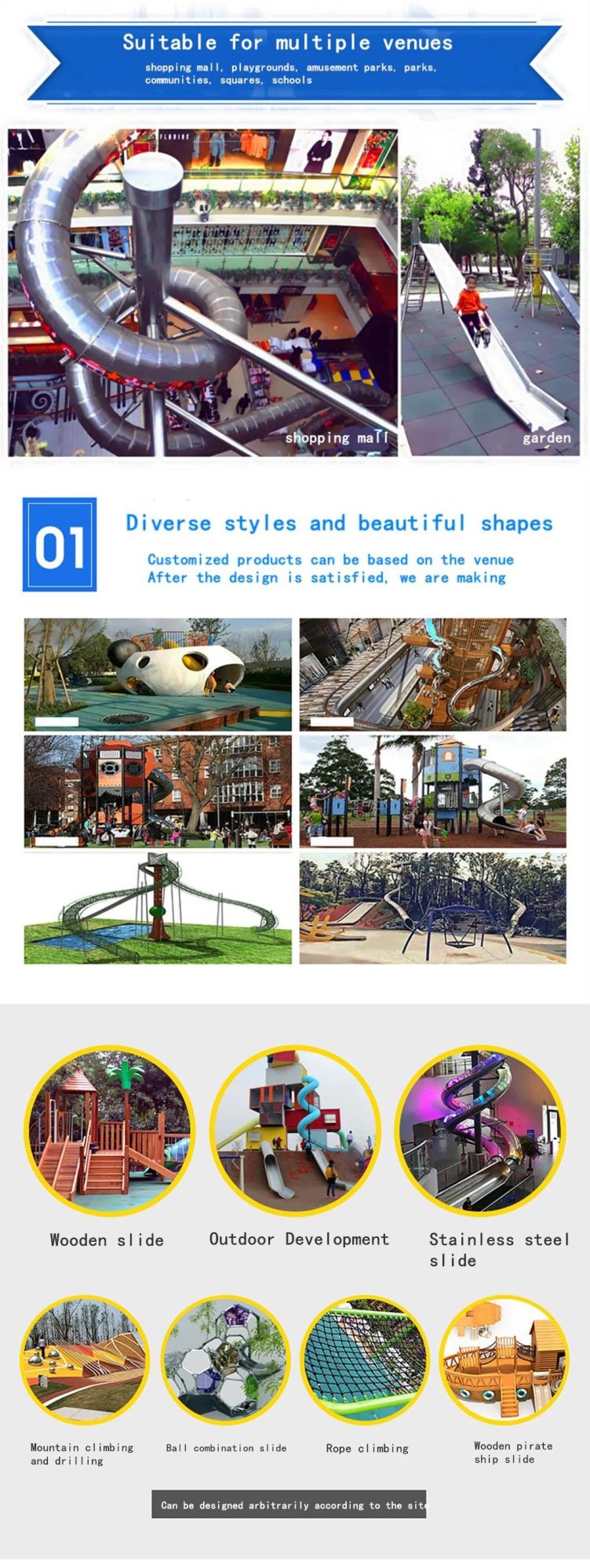Scenic Children′s Outdoor Playground Equipment Community Stainless Steel Sliding Climbing