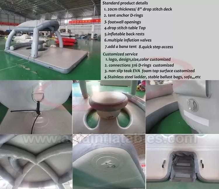 Dwf Custom Inflatable Aqua Banas, Inflatable Water Floating Island with Tent for Leisure Time