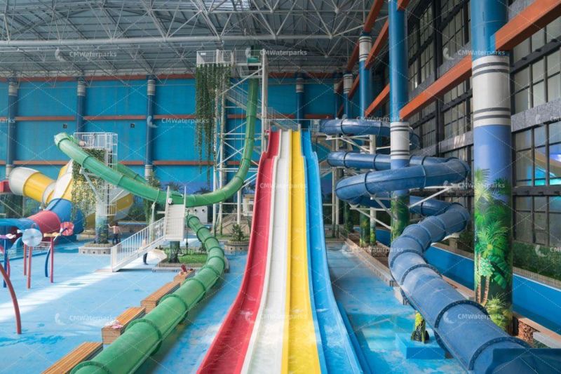 Customized Fiberglass Water Slide Linghai Jiuhua Spring Hotel Water Park