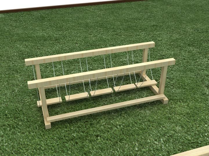 Outdoor Garden Wooden Swinging Tyre Bridge Wood Playground Bridge