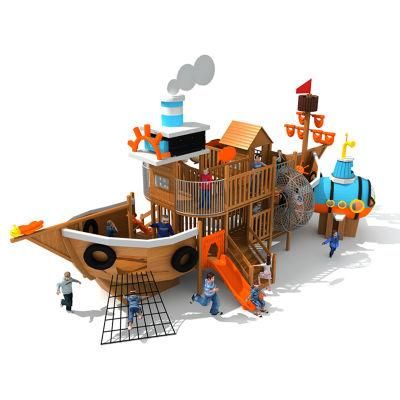 Factory Custom Large Outdoor Children Playground Wooden Pirate Ship Play Equipment