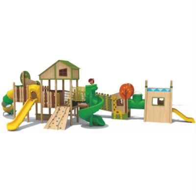 Kids Park Outdoor Playground Equipment Wooden Slide Climbing Frame QS36
