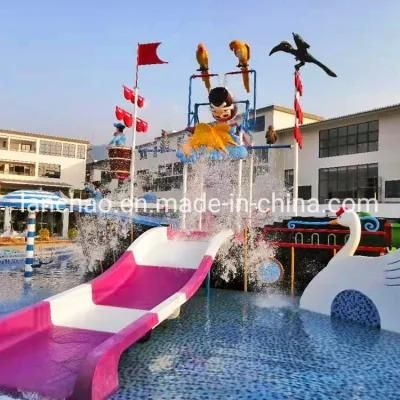 Kids Water Park Splash Playground with Fiberglass Slide for Family