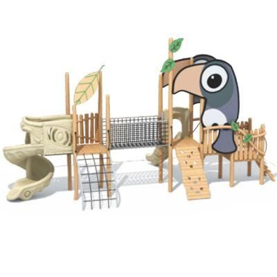 Kids Park Outdoor Playground Equipment Wooden Slide Climbing Set QS50