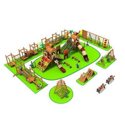 Large Outdoor Playground Combination Obstacle Climbing Rope Course Adventure Wooden Equipment