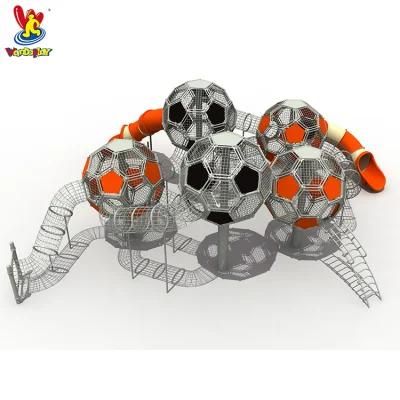 Outdoor Football Tower Metal Playground Equipment Plastic Slide