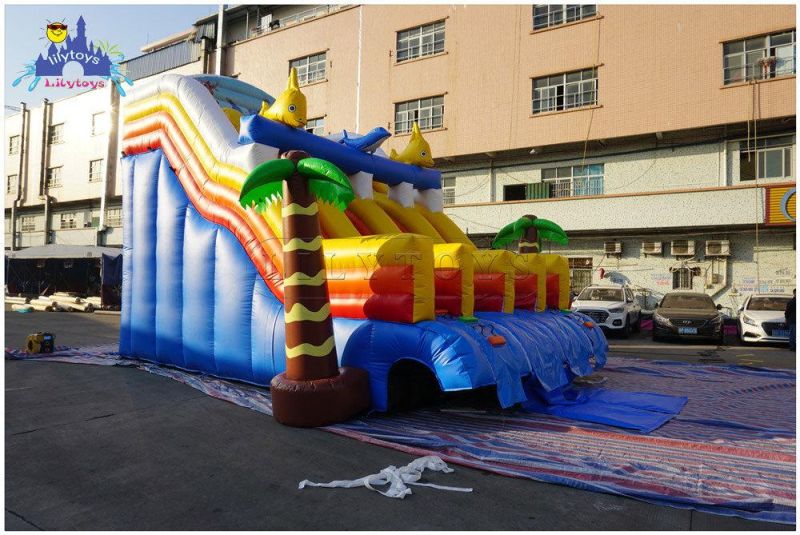 Inflatable Moving Pool Water Park with Slide for Land Playground Equipment