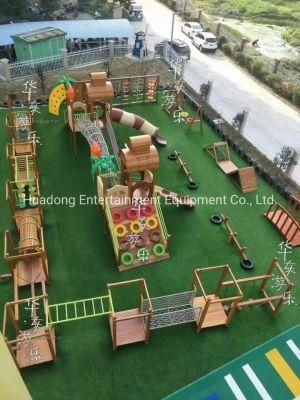 Customized Fine Quality Obstacle Adventure Outdoor Playground Wood Equipment Wooden Playset High Strength