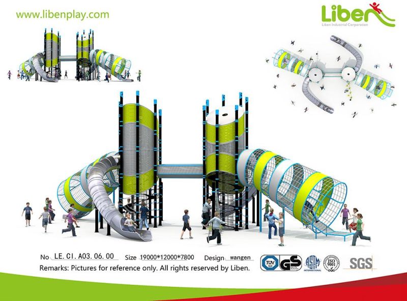 Outdoor Customized Rocket Shape Big Climbing Playground with Slide