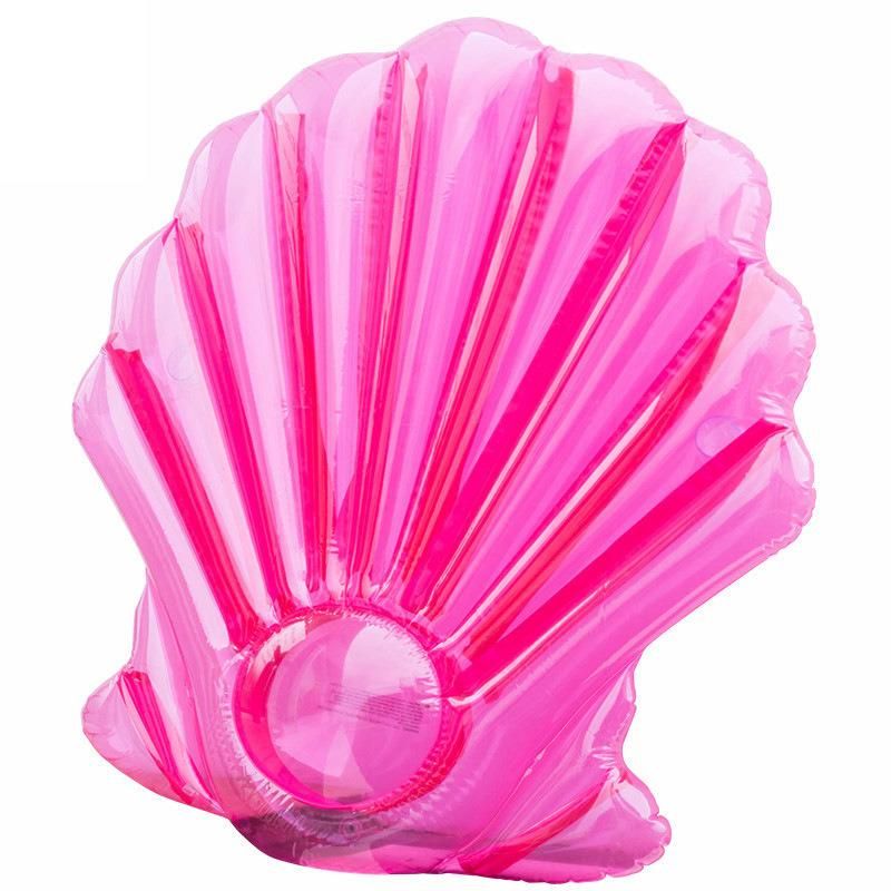 PVC Swimming Pool Party Foating Raft Toys Pink Inflatable Seashell Pool Float with Drink Holder