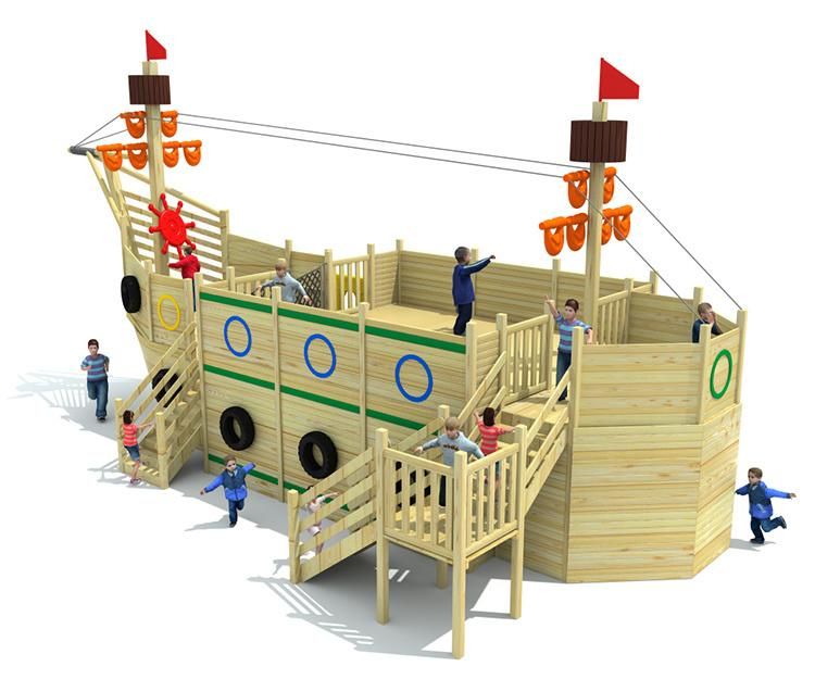 Children Outdoor Large Wooden Playground Amusement Equipment