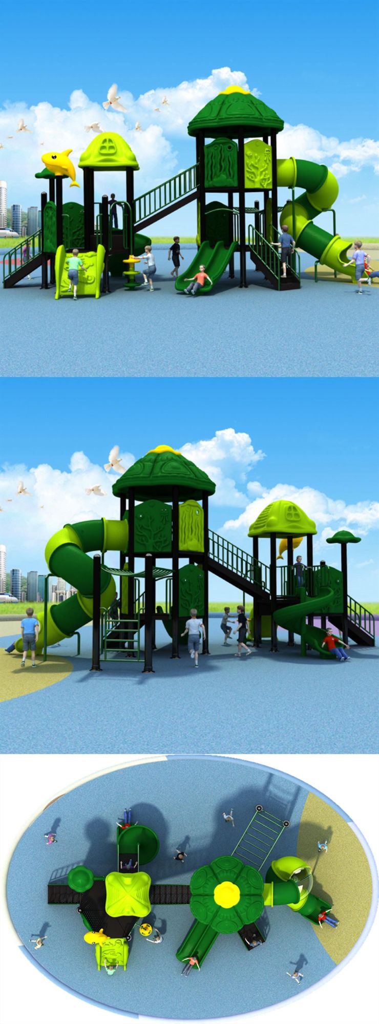 Kids Outdoor Playground Plastic Slide Scenic Amusement Park Equipment