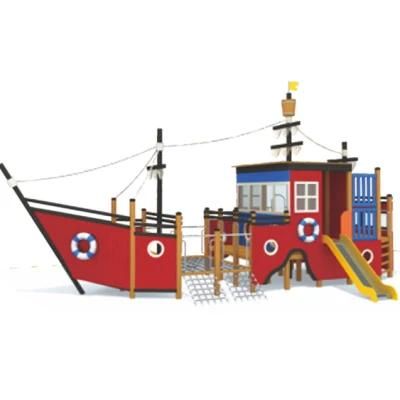 Kids Community Park Outdoor Playground Equipment Wooden Pirate Ship QS11