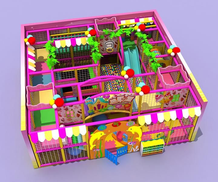 Kids Indoor Playground Structure Park with Trampoline and Ball Pool