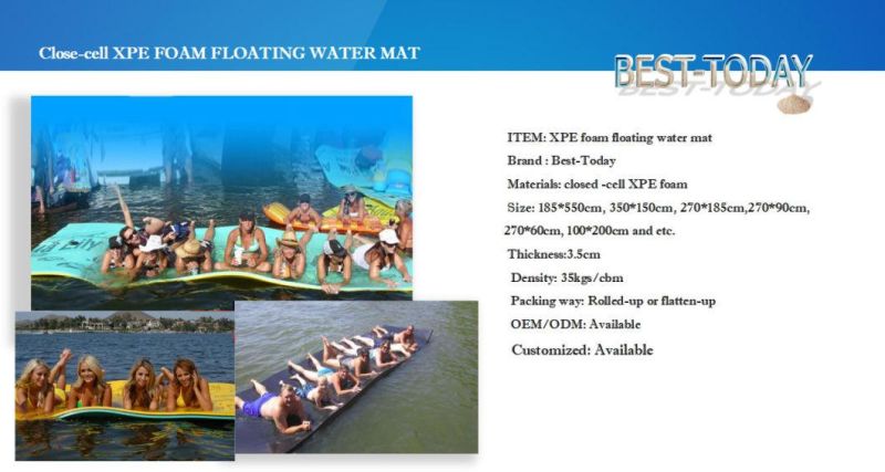 Best-Today Floating Water Pad Mat, with Rolling Pillow Design, Bouncy Tear-Resistant 3-Layer XPE Foam, Roll-up Floating Island for Pool Lake Ocean Boat