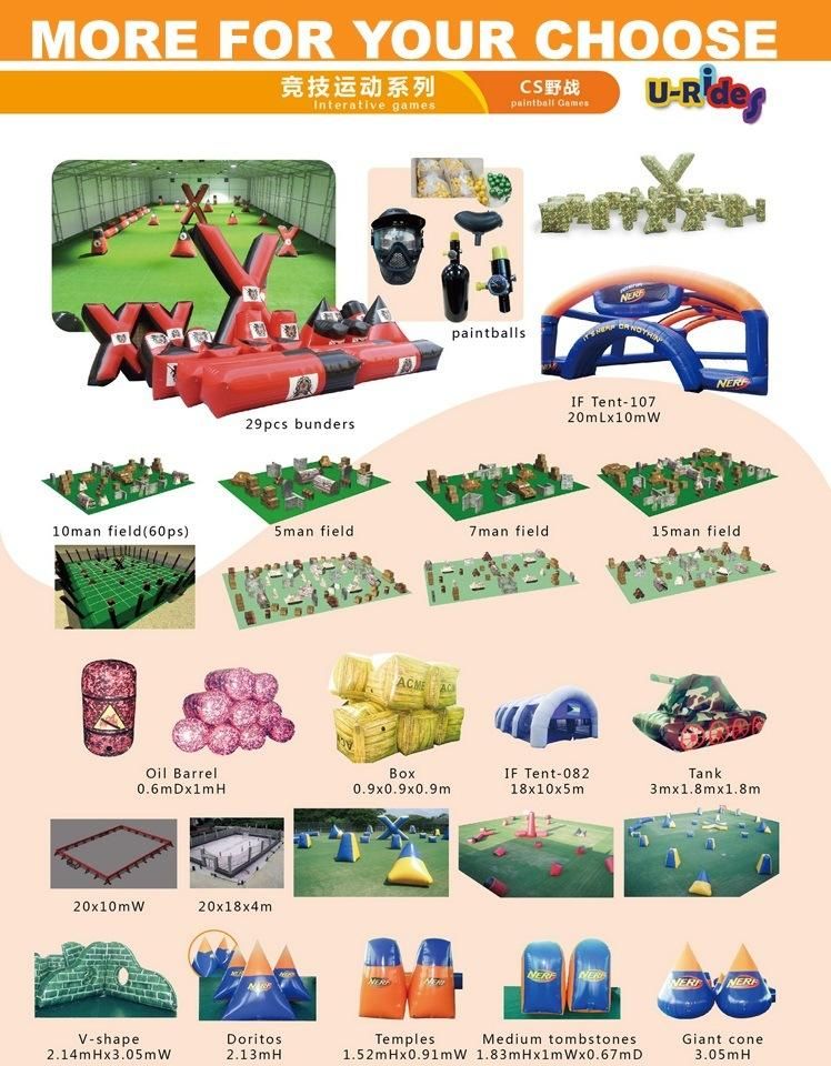 black color Paintball Equipment Inflatable Bunkers For Speedball Games