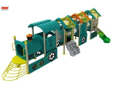 Toddler Outdoor Plastic Train Shaped Playground with Various Tunnels, Slides
