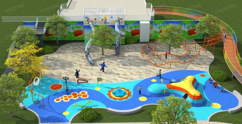 New Custom Theme School Yard Outdoor Playground Toys Jungle Style Tree Shape Stainless Steel Slide Amusement Equipment